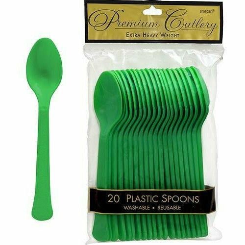 Amscan BASIC Festive Green Premium Plastic Spoons 20ct