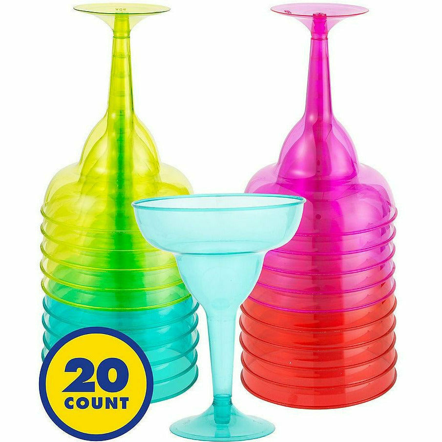 Amscan BASIC Fiesta Plastic Margarita Glasses 20ct