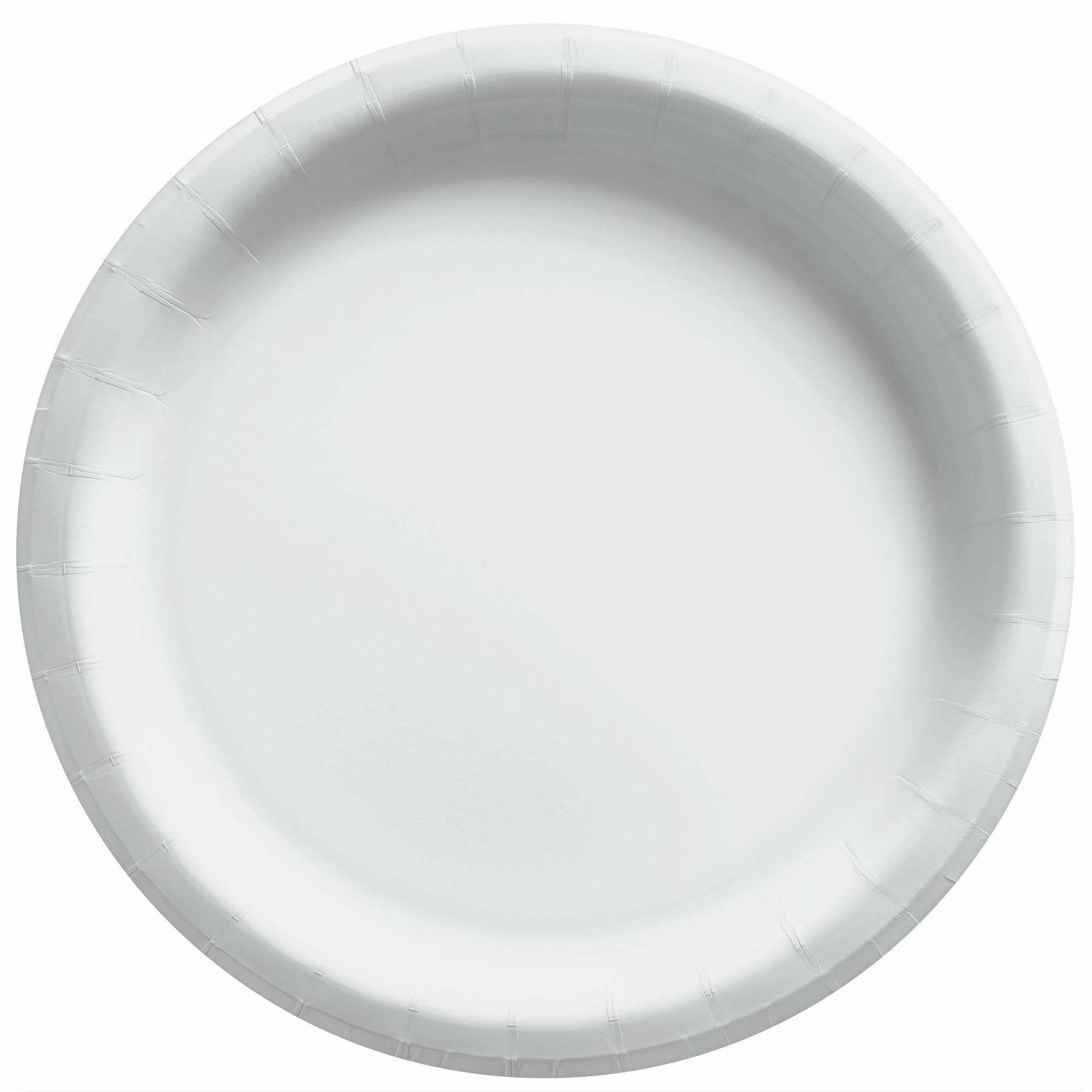 Amscan BASIC Frosty White - 10" Round Plastic Plates - 50 Count