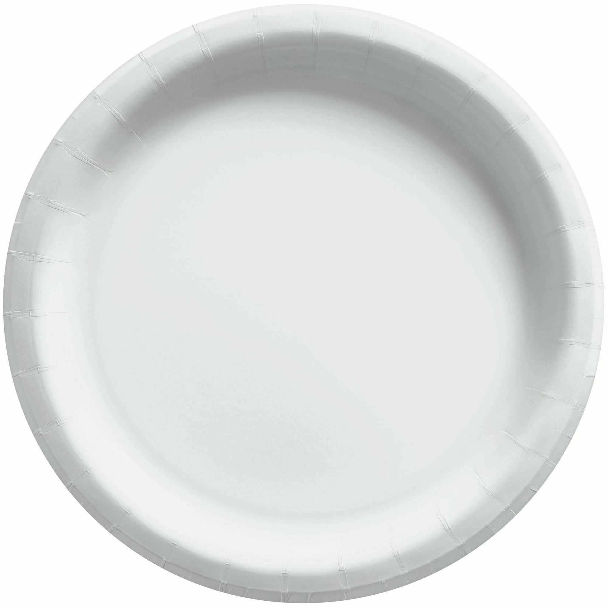 Amscan BASIC Frosty White - 6 3/4" Round Paper Plates, 50 Ct.