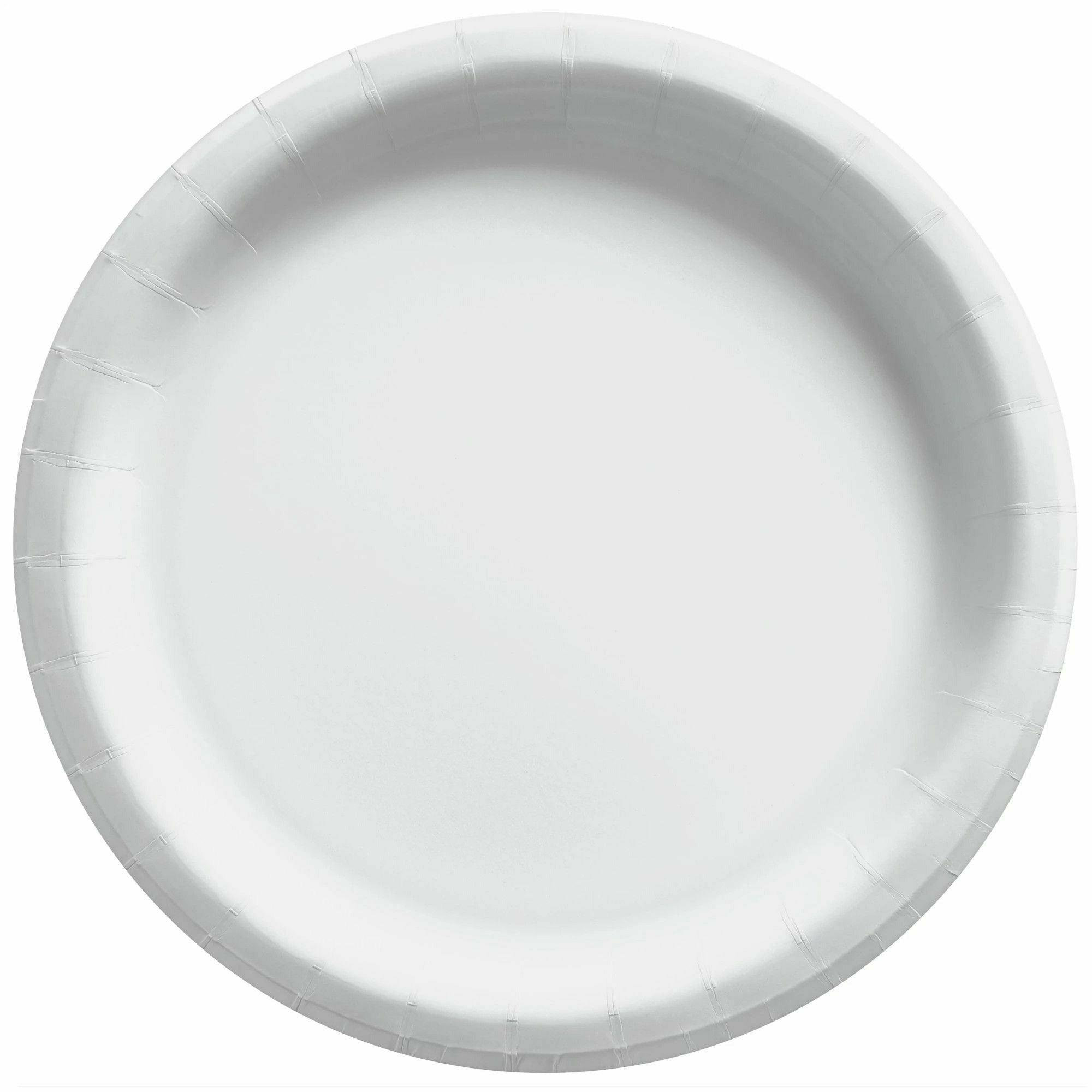 Amscan BASIC Frosty White - 8 1/2" Round Paper Plates, 50 Ct.