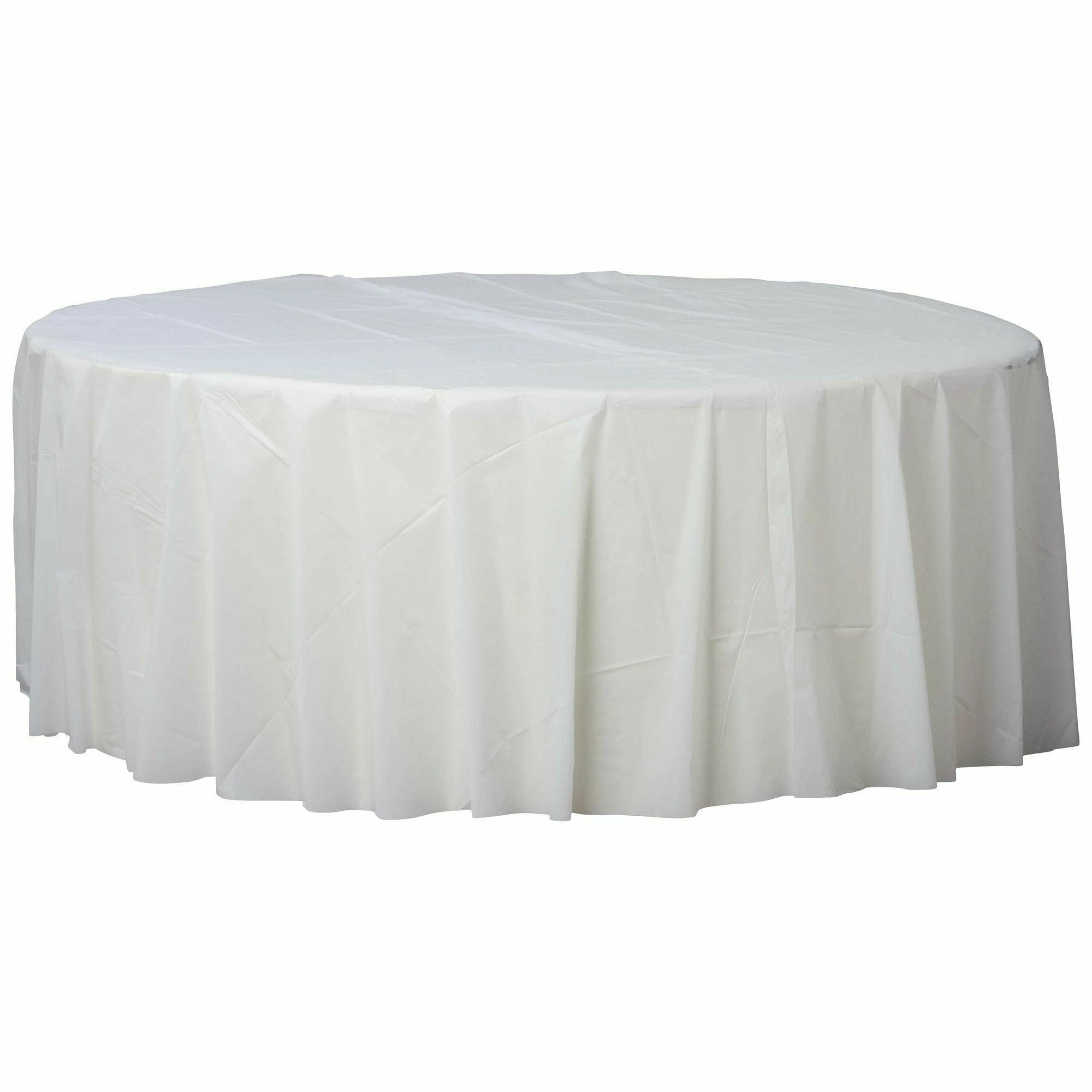 Amscan BASIC Frosty White - 84" Round Plastic Table Cover