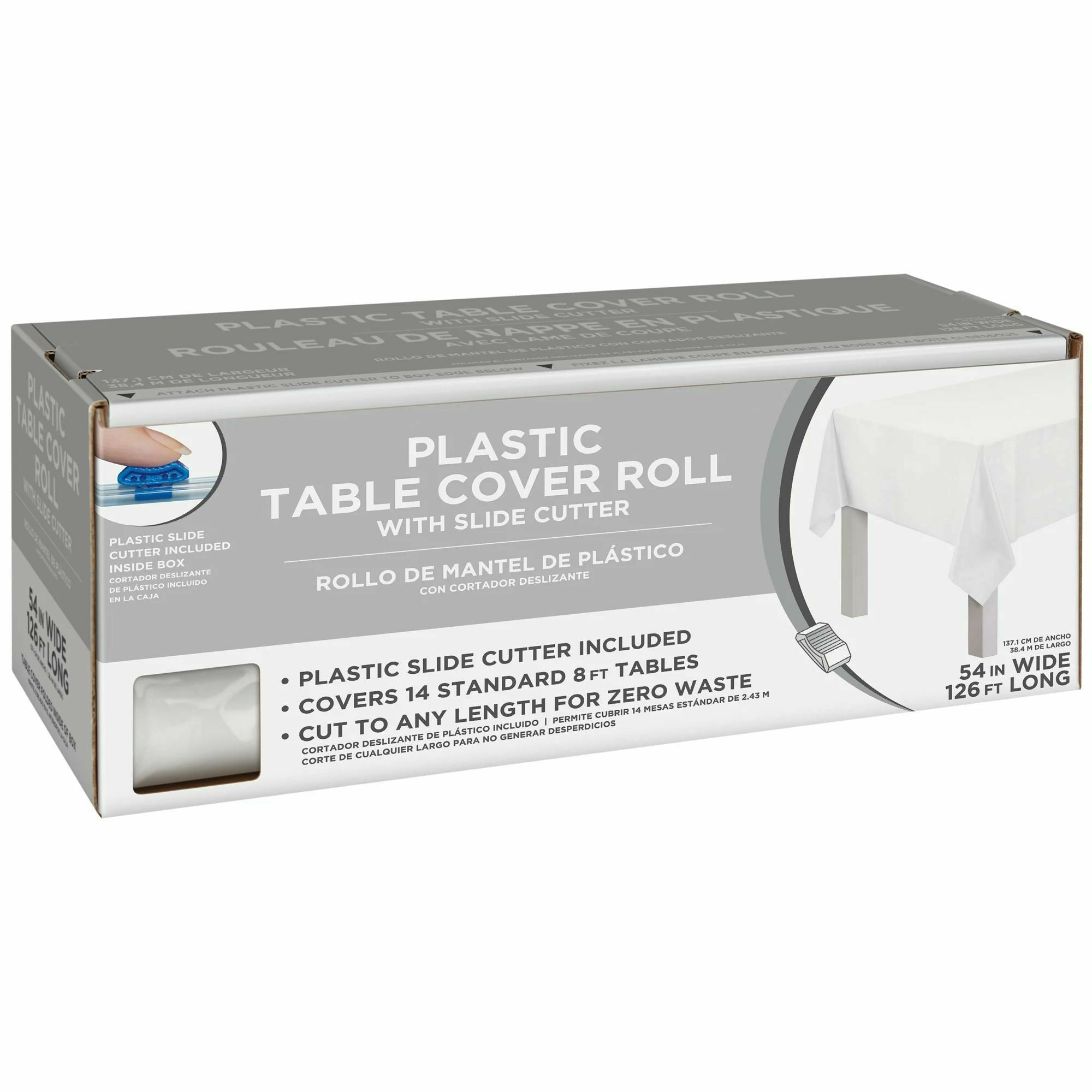 Amscan BASIC Frosty White - Boxed Plastic Table Roll