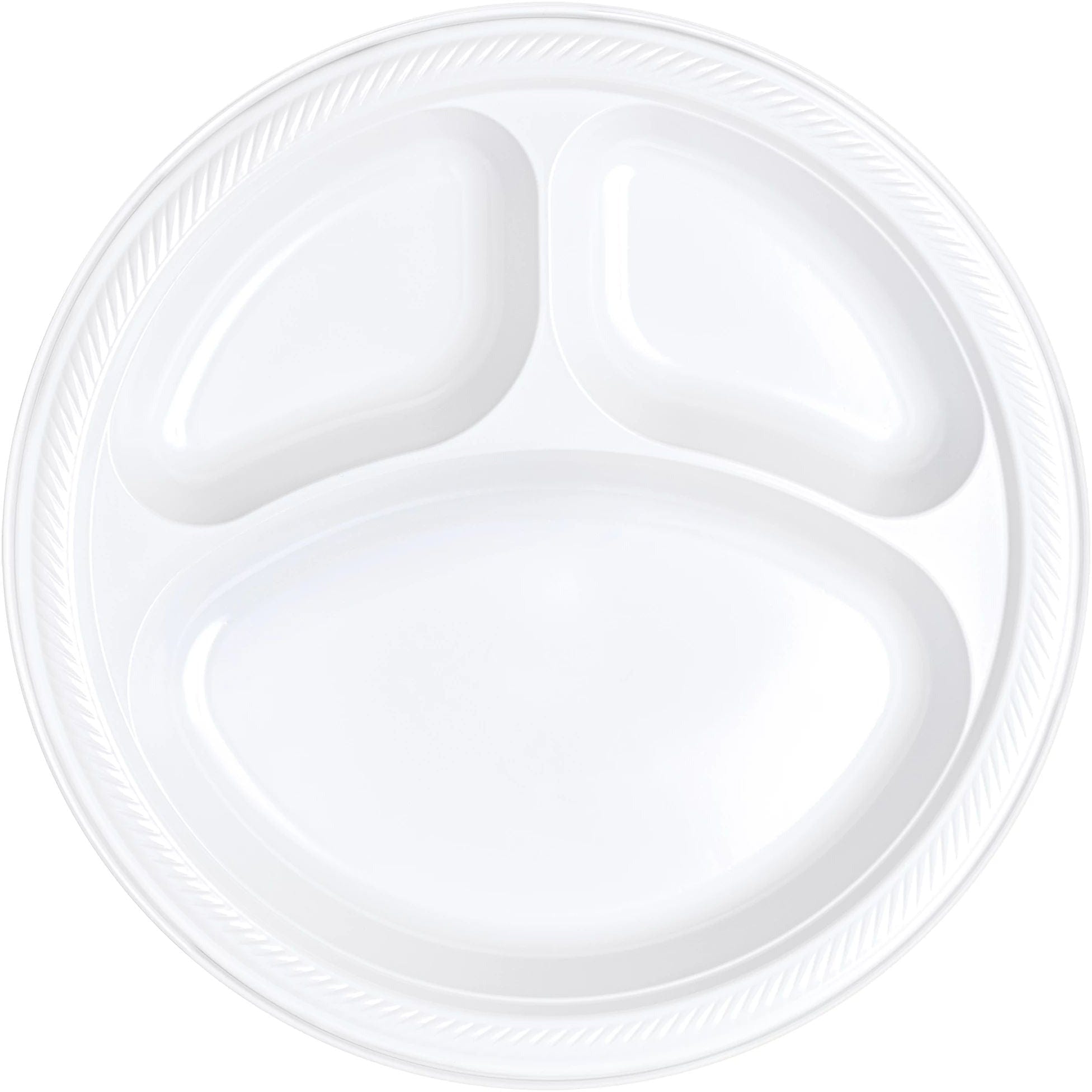 Amscan BASIC Frosty White Compartment Plastic Plates