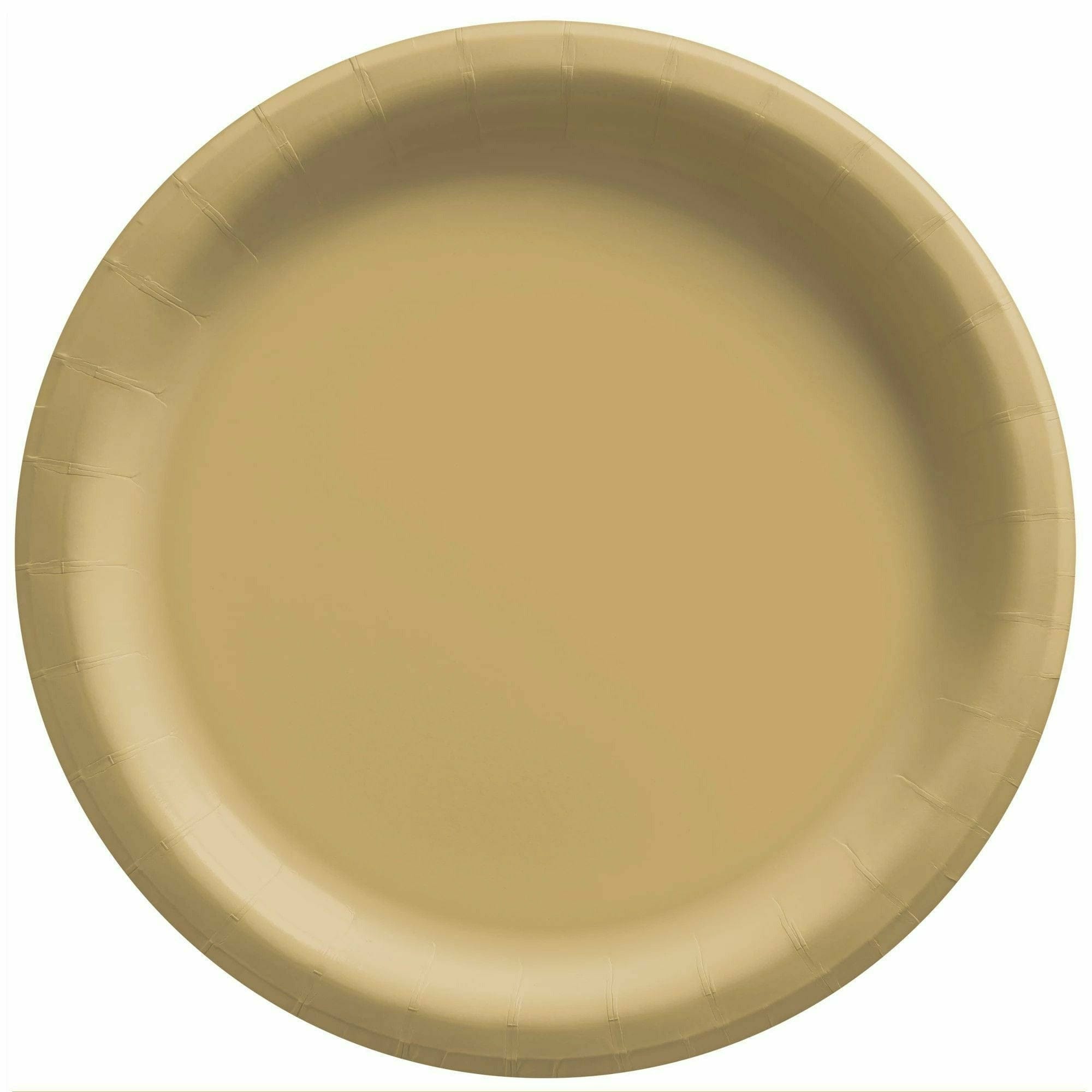 Amscan BASIC Gold - 10" Round Paper Plates, 50 Ct.