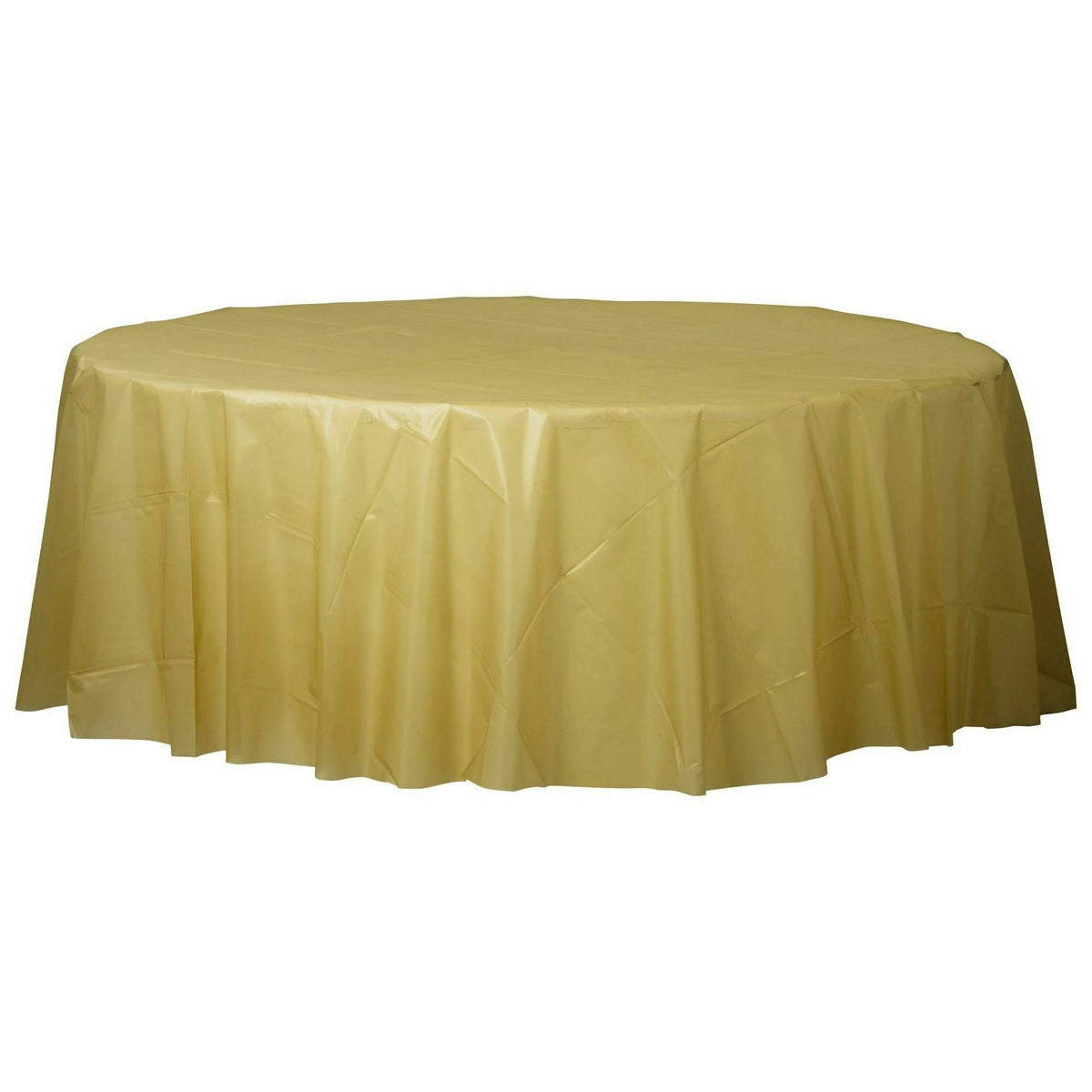 Amscan BASIC Gold - 84&quot; Round Plastic Table Cover