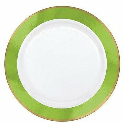Amscan BASIC Gold & Kiwi Green Border Premium Plastic Appetizer Plates 10ct