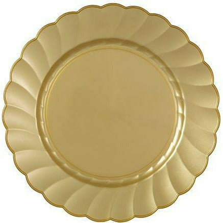 Amscan BASIC Gold Premium Plastic Scalloped Lunch Plates 12ct