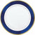 Amscan BASIC Gold & Royal Blue Border Premium Plastic Dinner Plates 10ct
