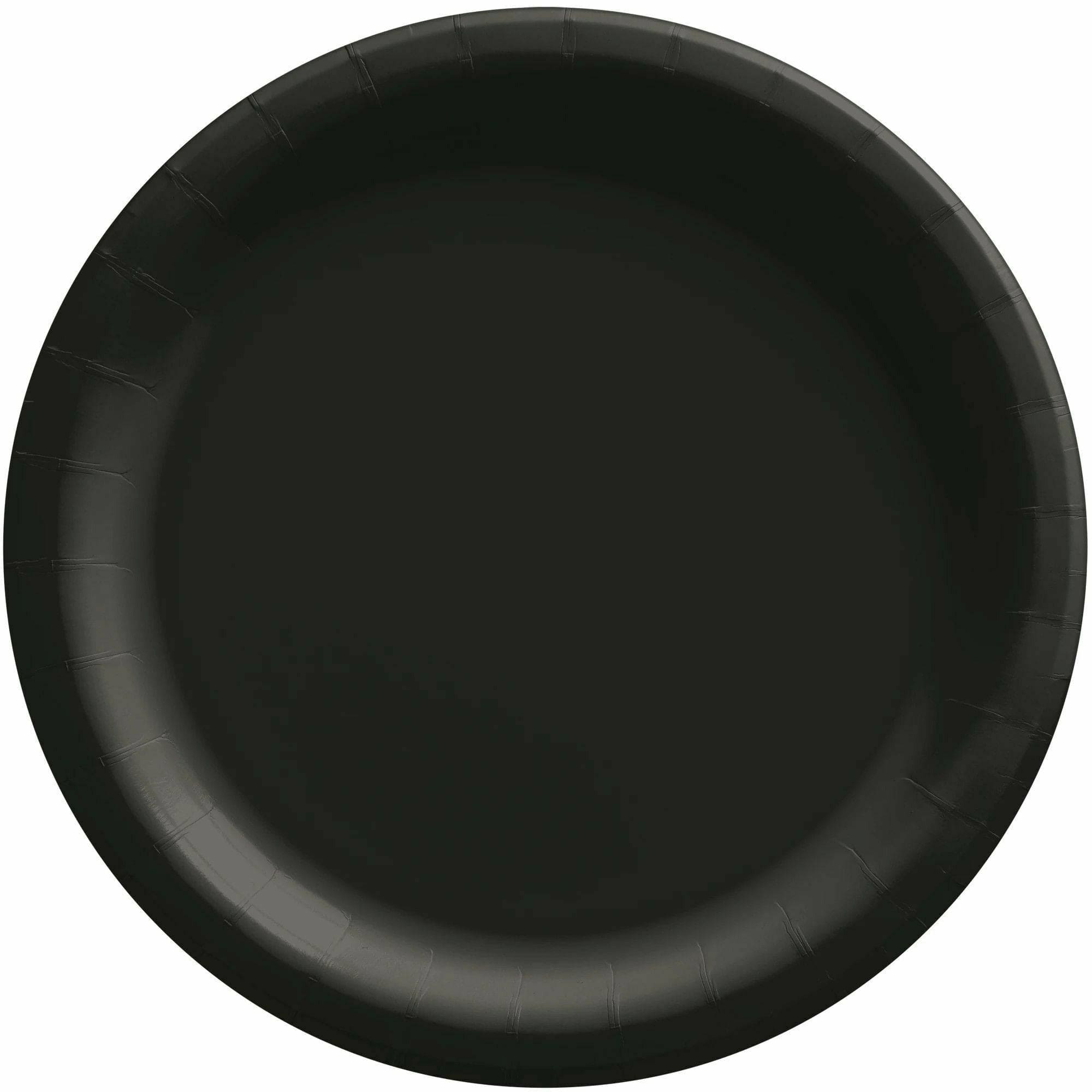 Amscan BASIC Jet Black - 6 3/4" Round Paper Plates, 50 Ct.