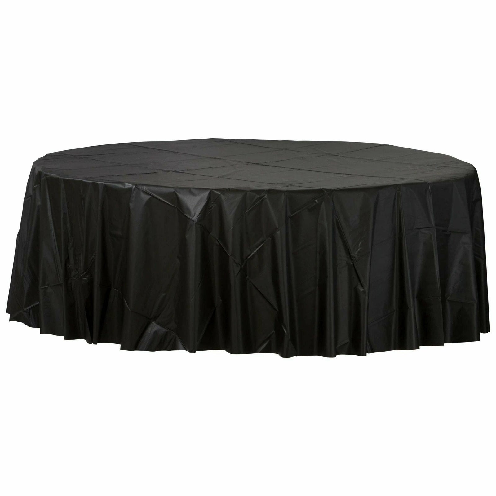 Amscan BASIC Jet Black - 84" Round Plastic Table Cover