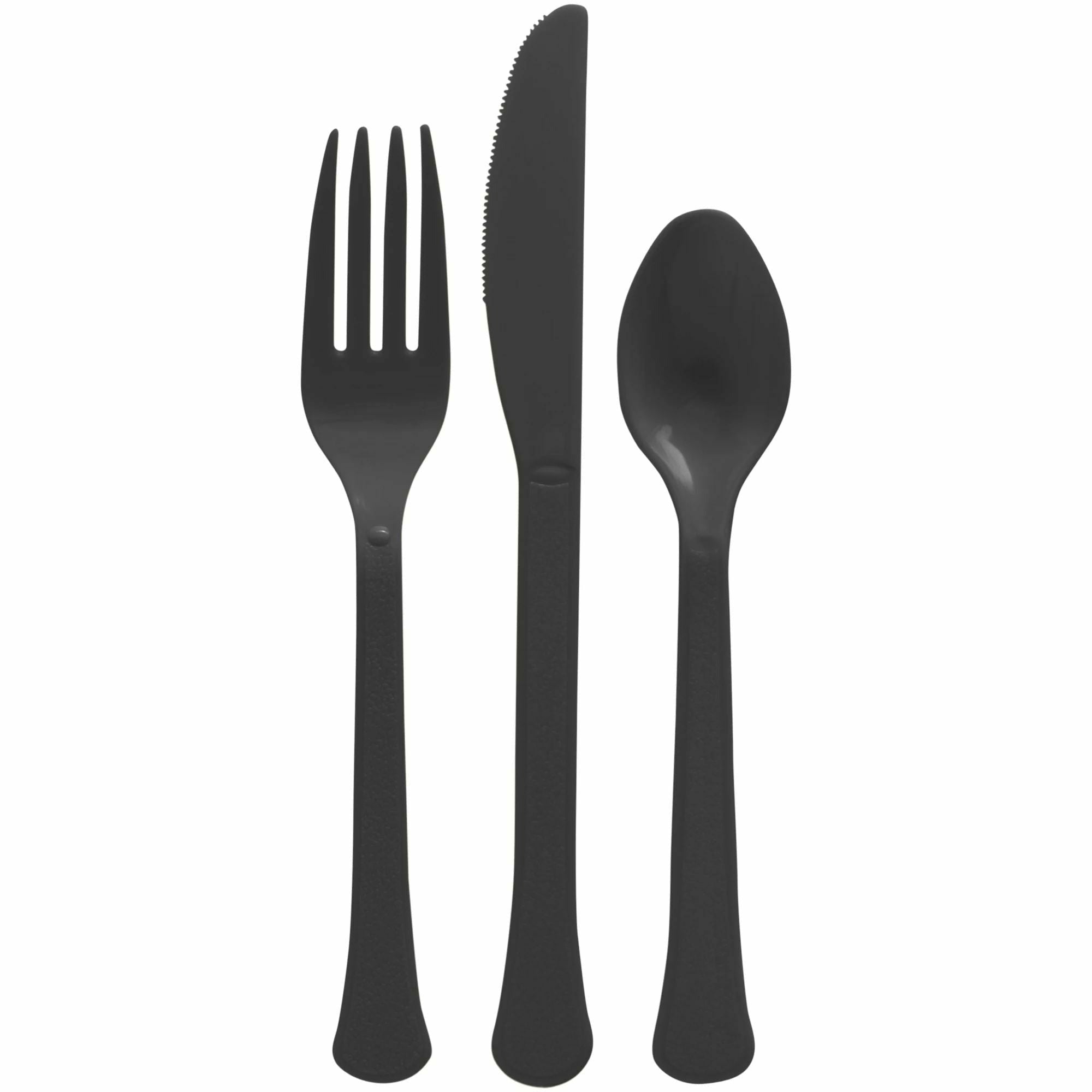 Amscan BASIC Jet Black - Boxed, Heavy Weight Cutlery