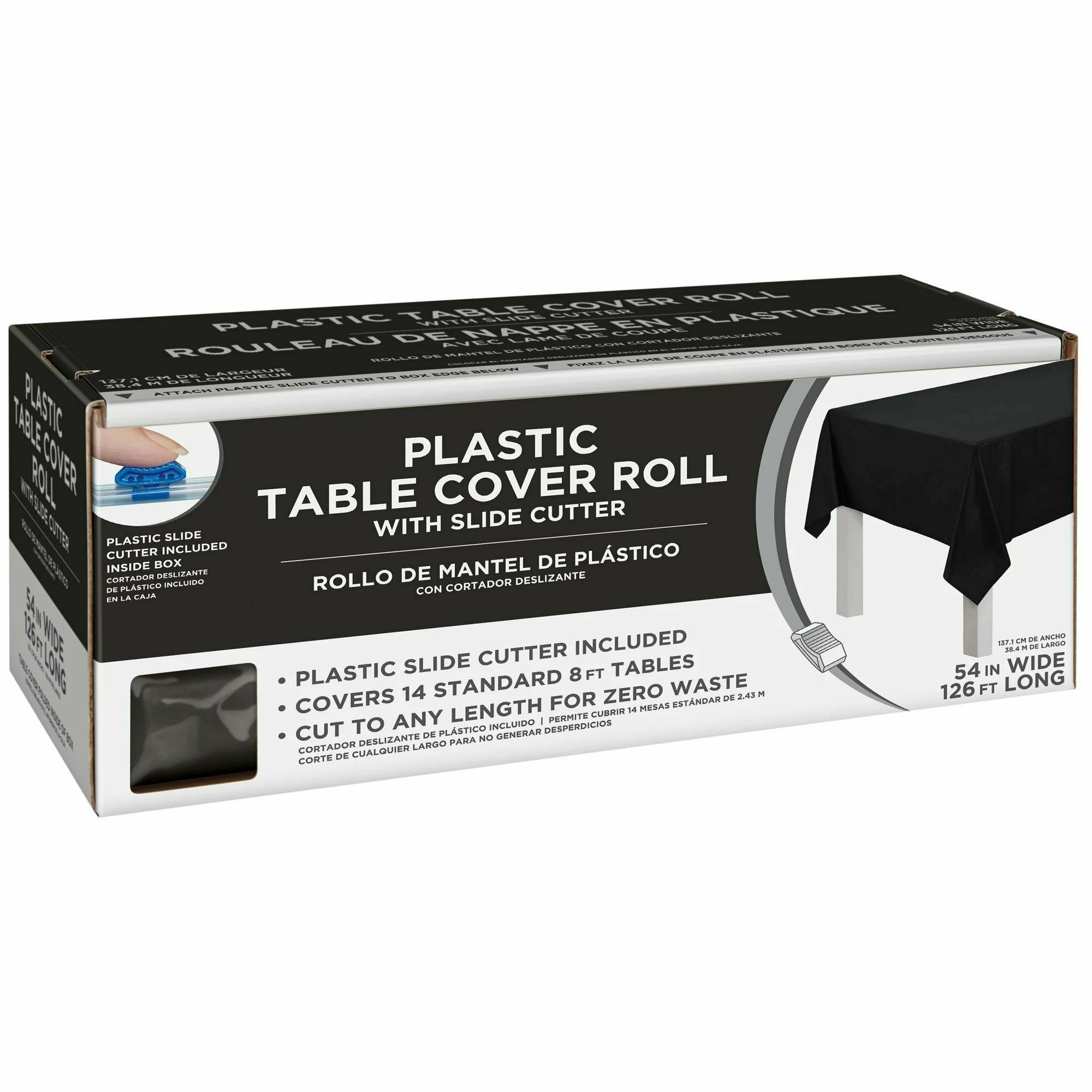 Amscan BASIC Jet Black - Boxed Plastic Table Roll
