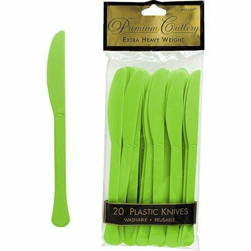 Amscan BASIC Kiwi Green Premium Plastic Knives 20ct