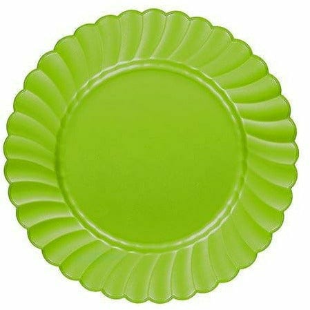 Amscan BASIC Kiwi Green Premium Plastic Scalloped Lunch Plates 12ct