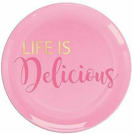 Amscan BASIC Life Is Delicious Premium Plastic Dessert Plates 20ct