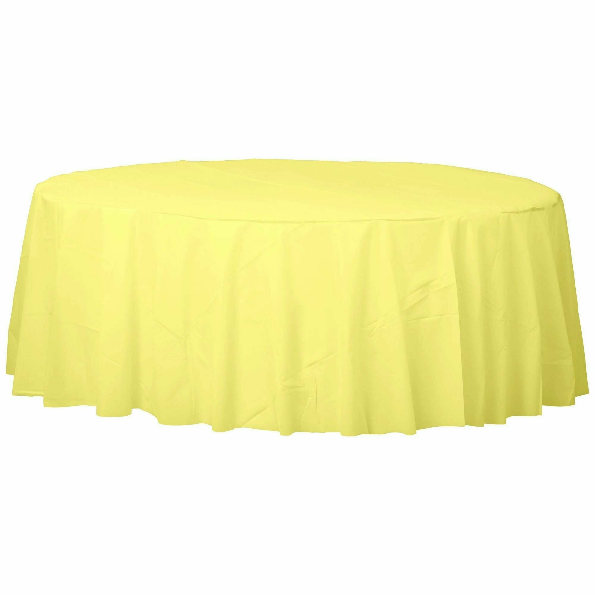 Amscan BASIC Light Yellow - 84" Round Plastic Table Cover
