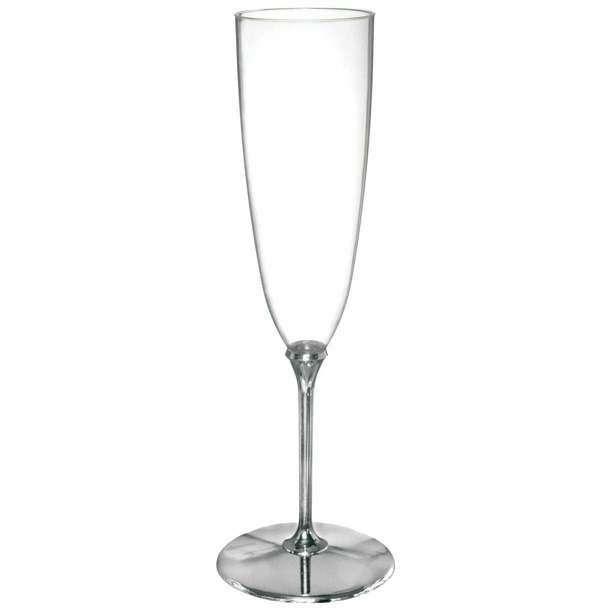 Amscan BASIC Metallic Champagne Glasses- Silver
