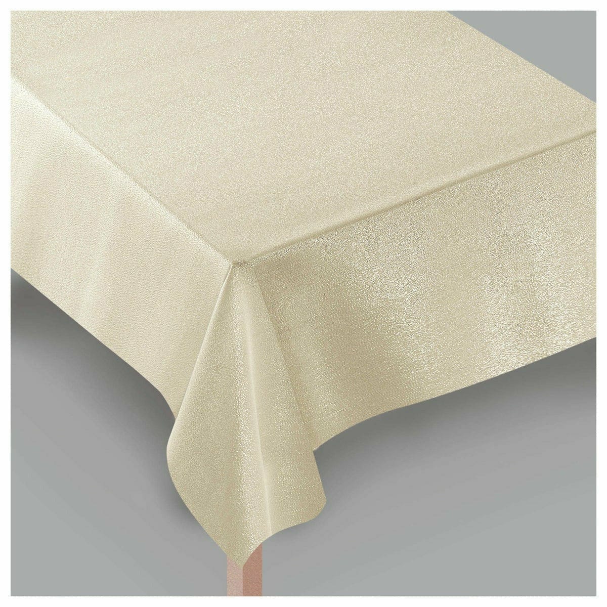 Amscan BASIC Metallic Tablecloth, 60" x 104" - Beige