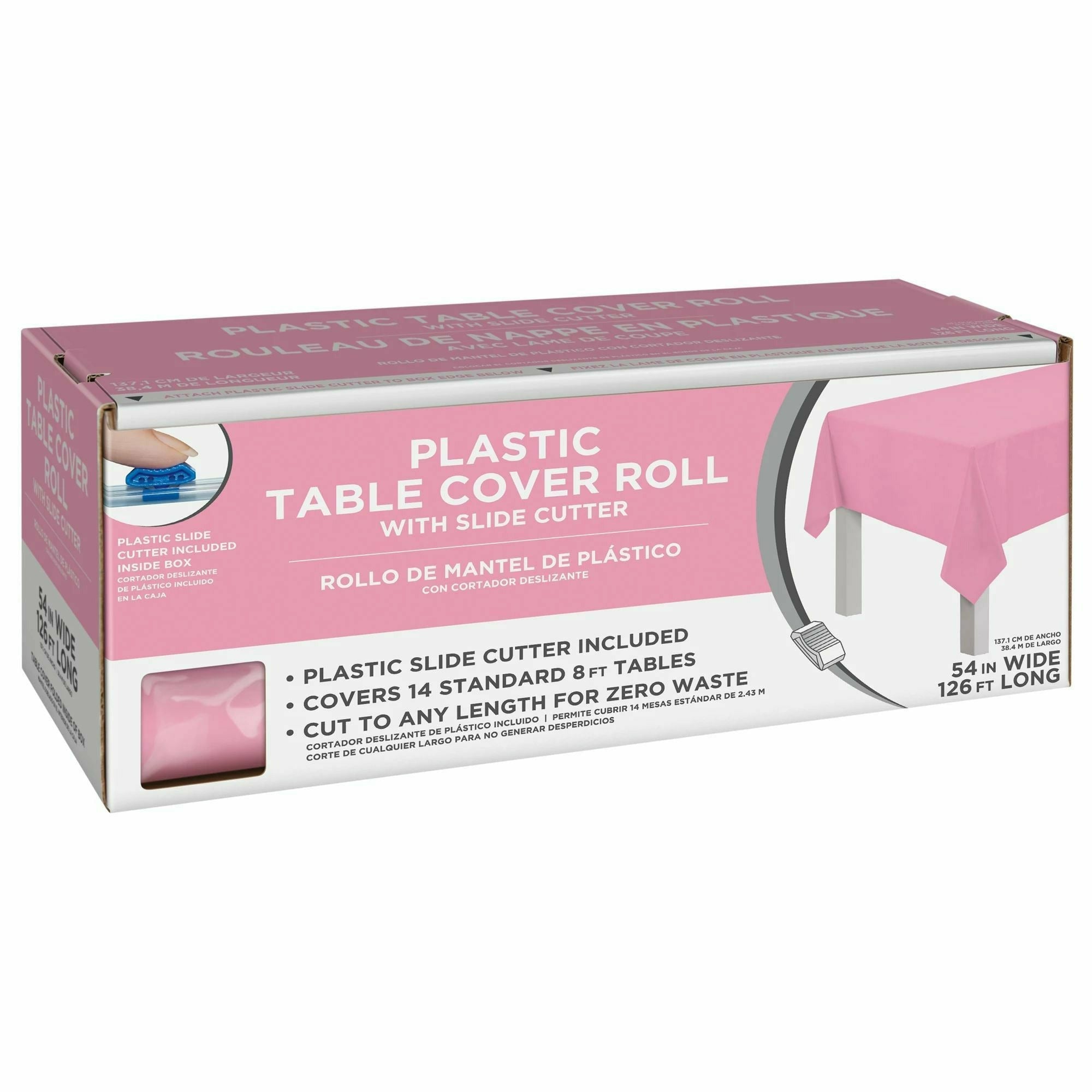 Amscan BASIC New Pink - Boxed Plastic Table Roll
