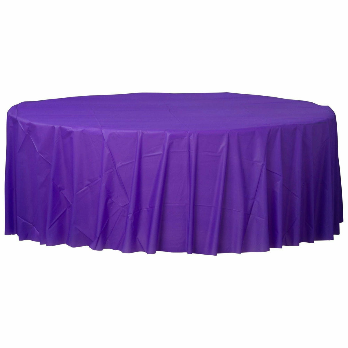 Amscan BASIC New Purple - 84&quot; Round Plastic Table Cover