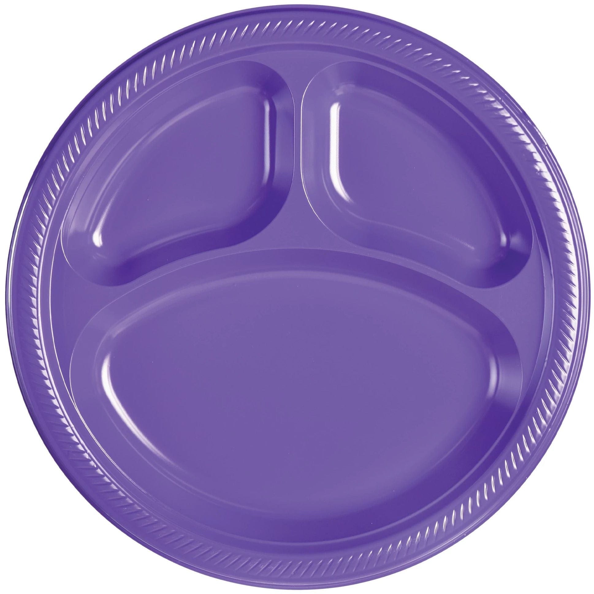 Amscan BASIC New Purple Compartment Plastic Plates