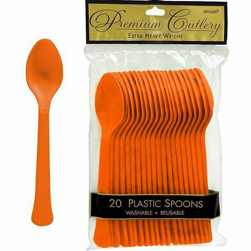 Amscan BASIC Orange Premium Plastic Spoons 20ct