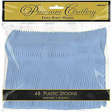 Amscan BASIC Pastel Blue Premium Heavy Weight Plastic Spoons 48CT