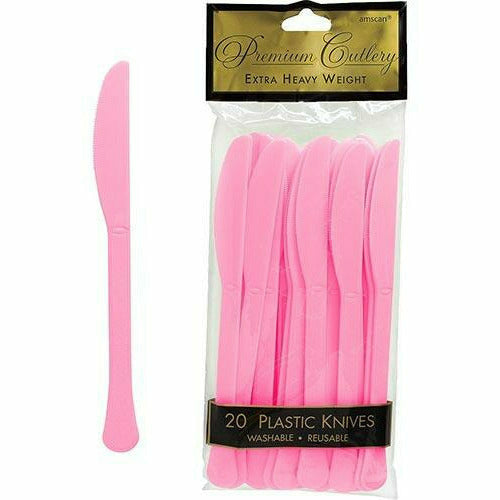 Amscan BASIC Pink Premium Plastic Knives 20ct