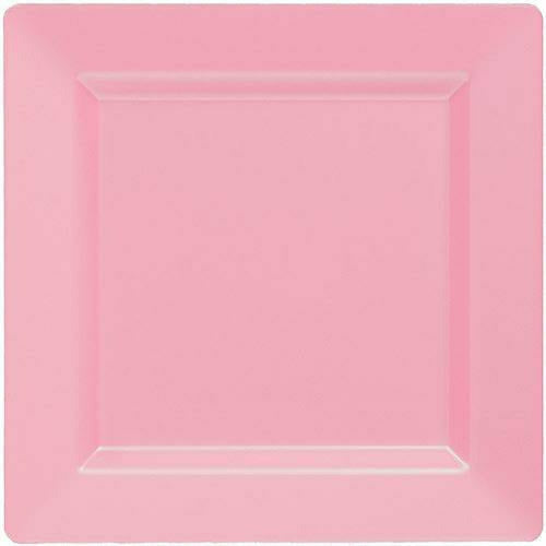 Amscan BASIC Pink Premium Plastic Square Dinner Plates 10ct
