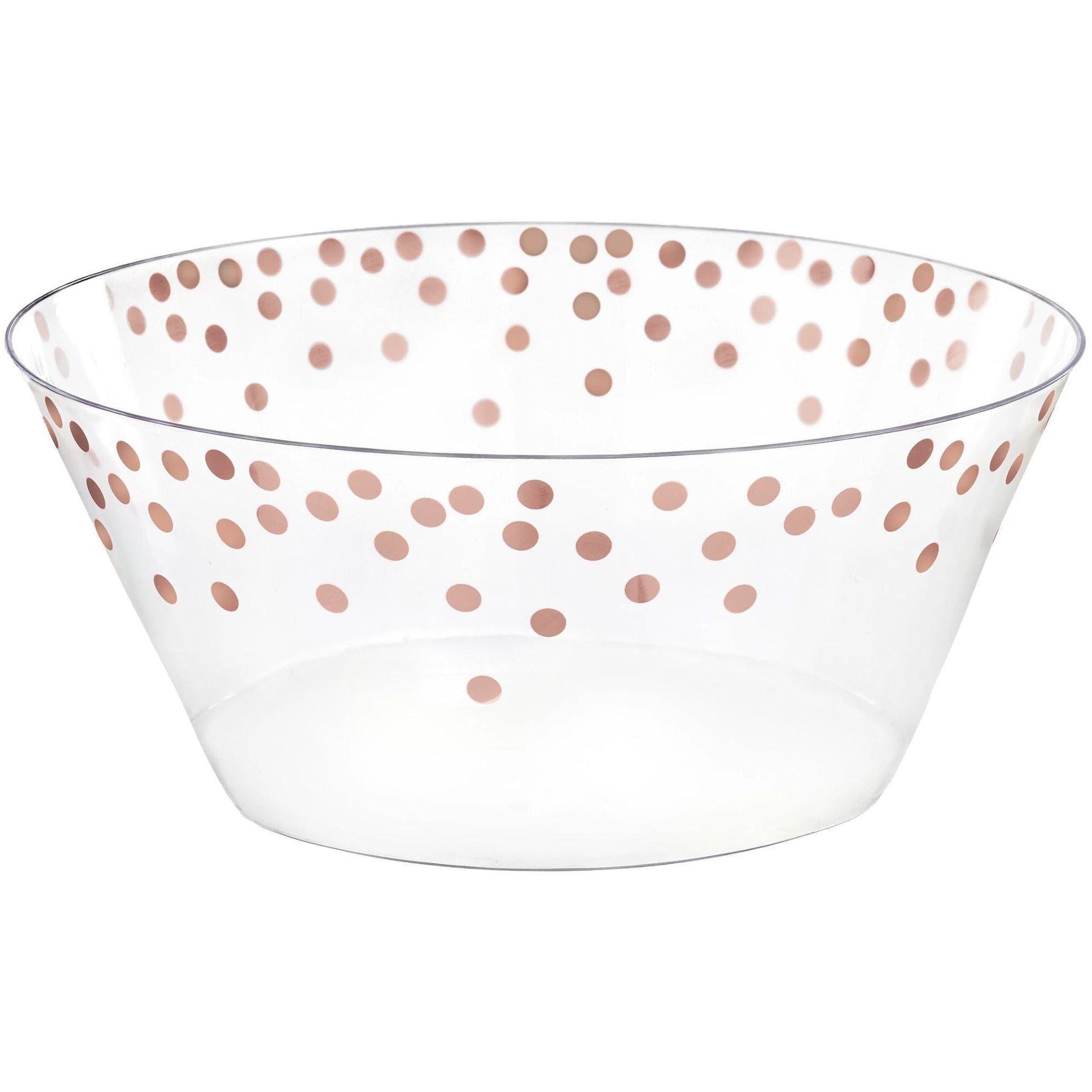 Amscan BASIC Plastic Serving Bowl Large -Rose Gold Dots