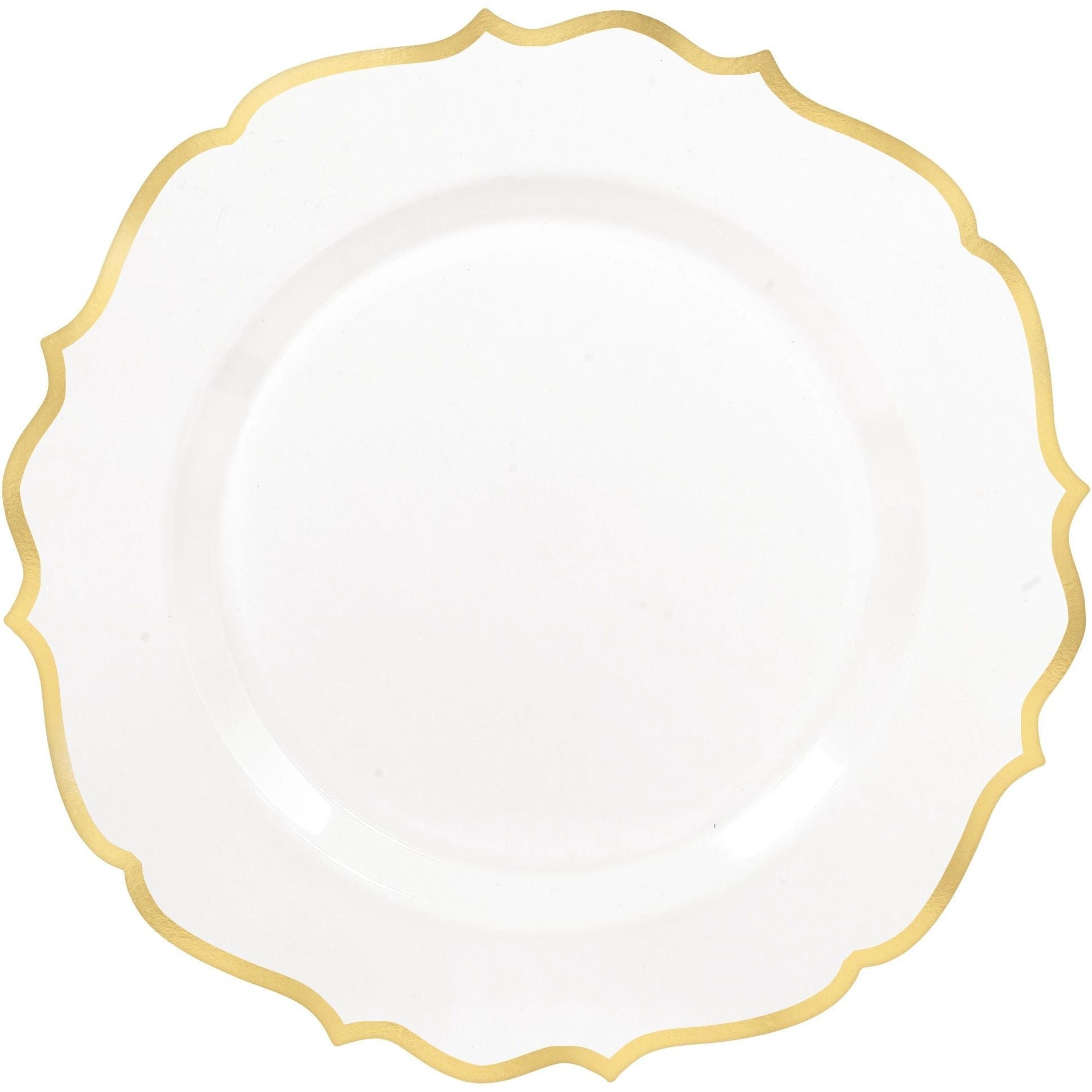 Amscan BASIC Premium 10 1/2" Ornate Plastic Plate w/ Gold Trim