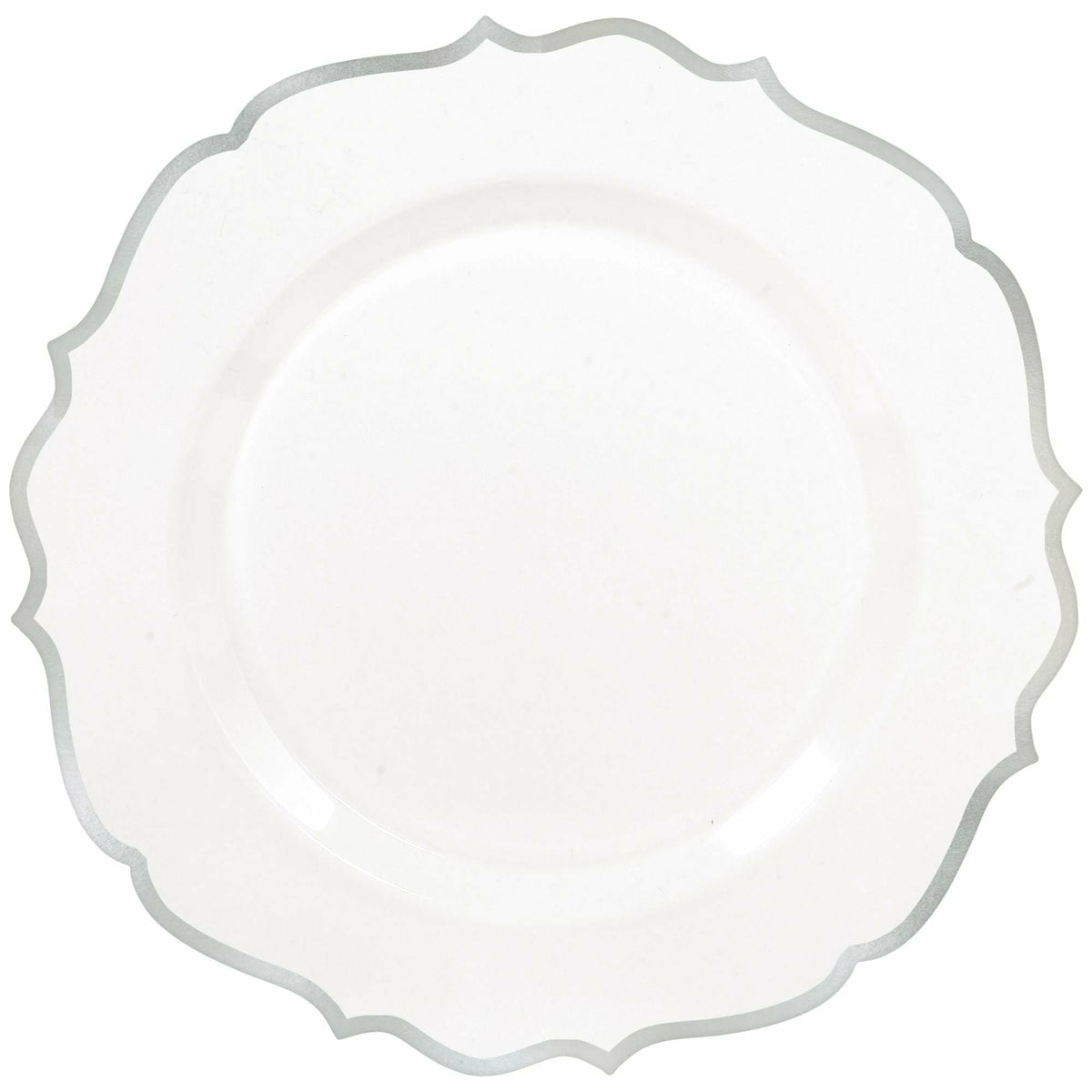 Amscan BASIC Premium 10 1/2&quot; Ornate Plastic Plate With Silver Trim