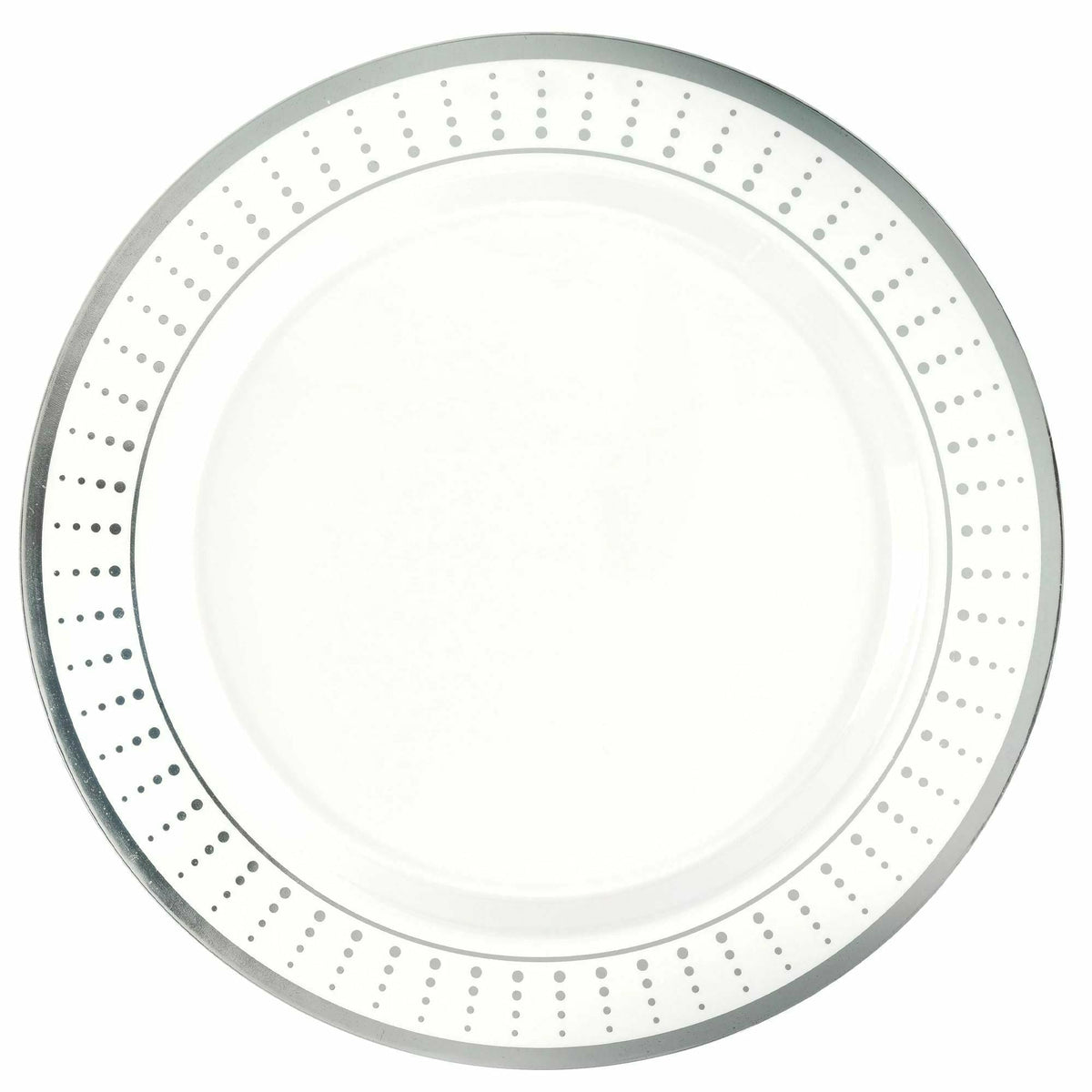 Amscan BASIC Premium 10 1/4&quot; Plastic Border Plate Radiating Dots - SIlver