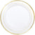 Amscan BASIC Premium 10 1/4" Plastic Plate White w/ Gold Trim