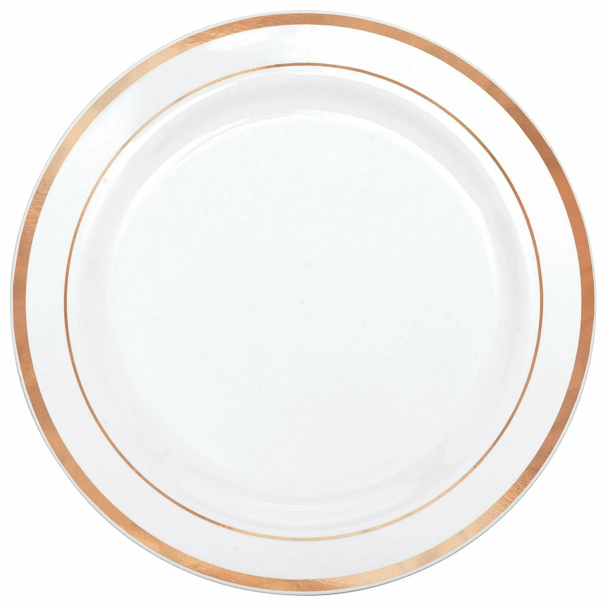 Amscan BASIC Premium 10 1/4" Plastic Plate with Rose Gold Trim