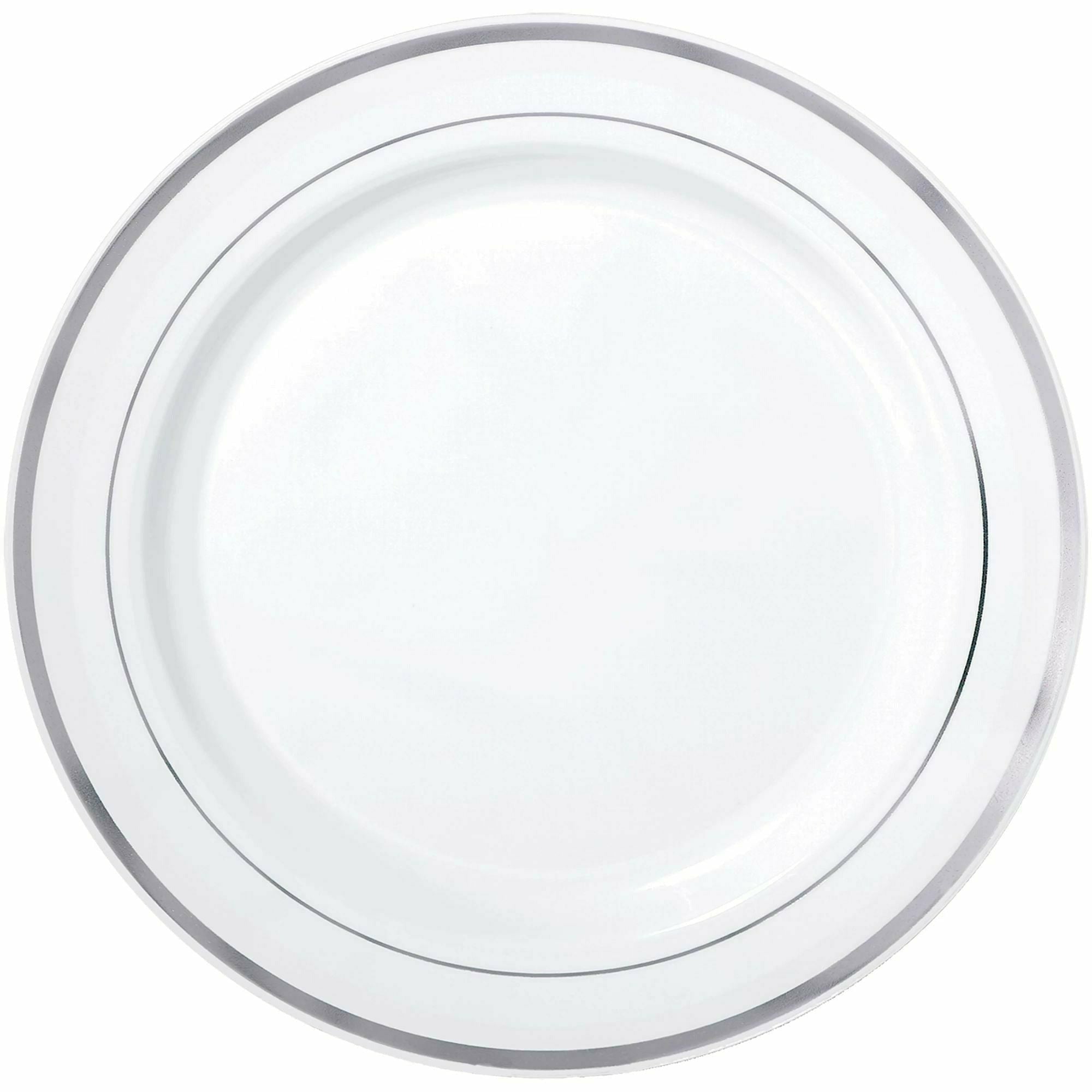 Amscan BASIC Premium 10 1/4" Plastic Plate with Sliver Trim