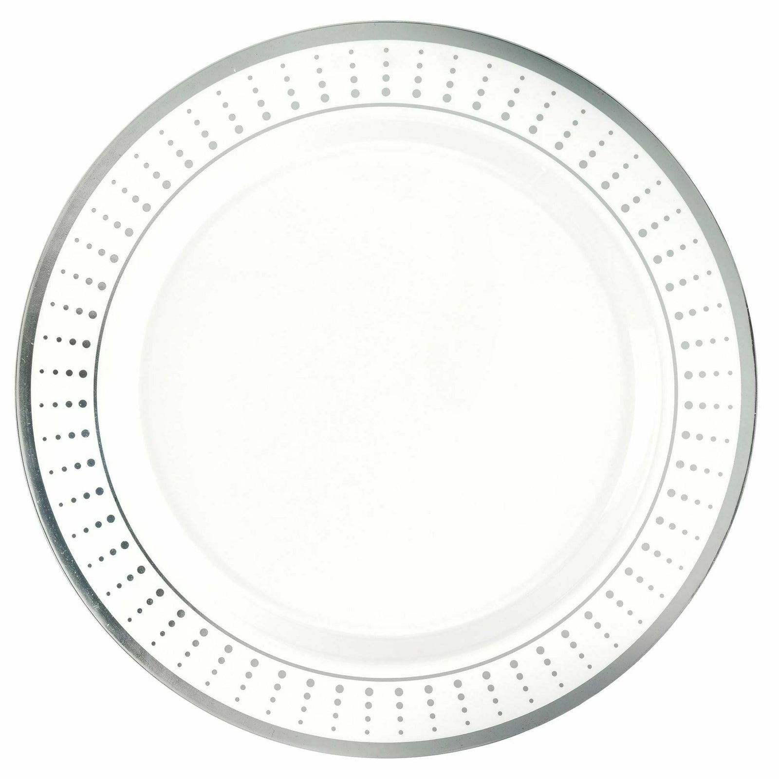 Amscan BASIC Premium 7 1/4" Plastic Border Plate Radiating Dots - SIlver