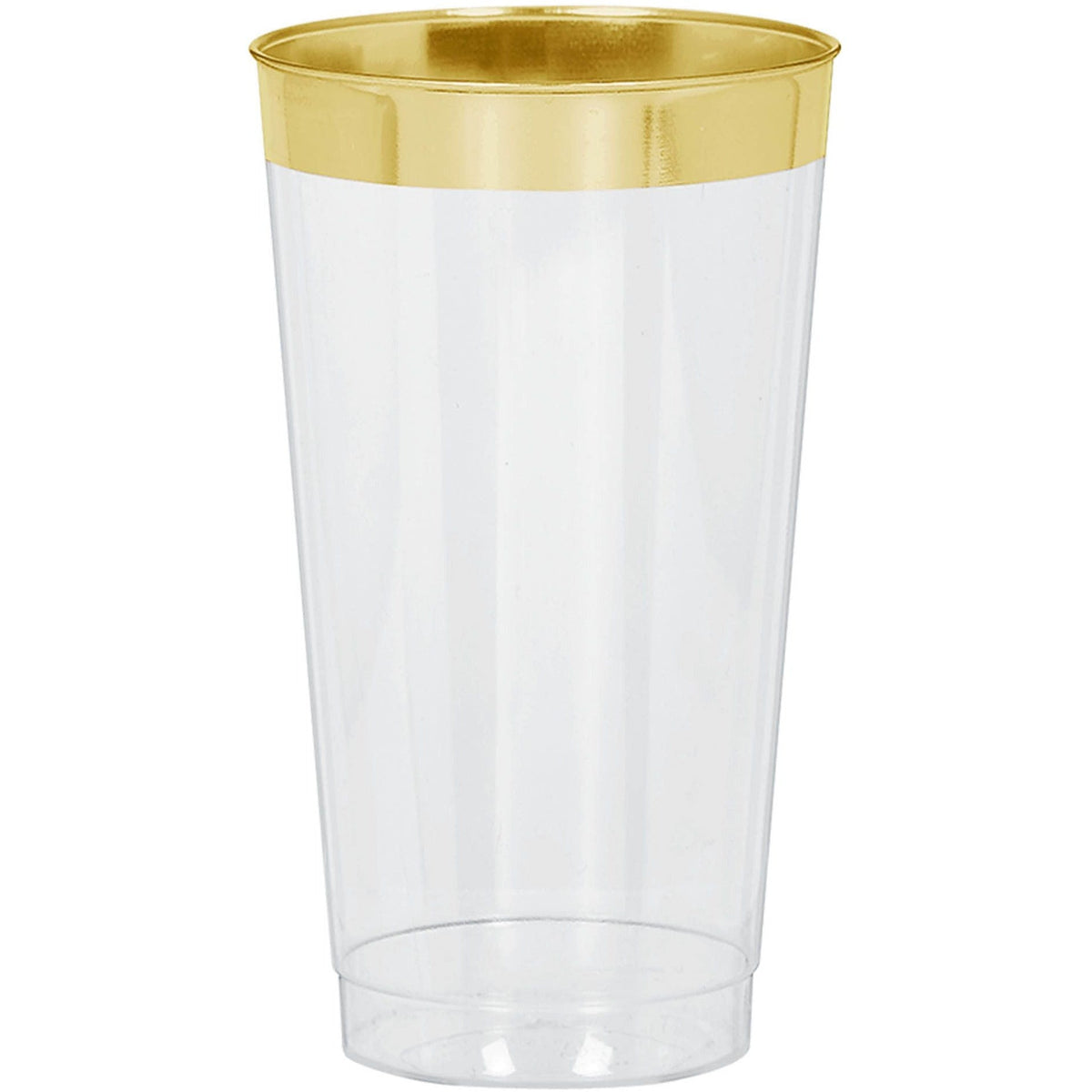 Amscan BASIC Premium Plastic Tumblers - Clear w/Gold Trim