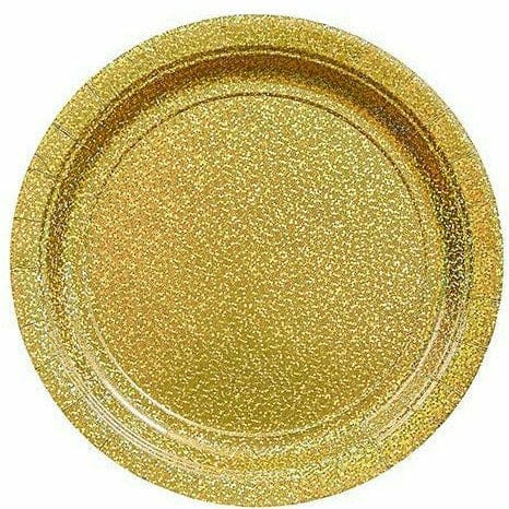 Amscan BASIC Prismatic Gold Lunch Plates 8ct