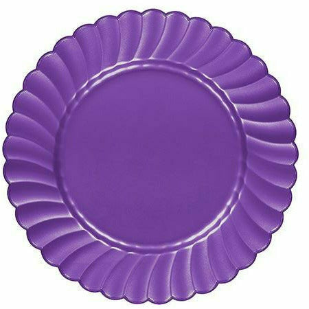 Amscan BASIC Purple Premium Plastic Scalloped Lunch Plates 12ct