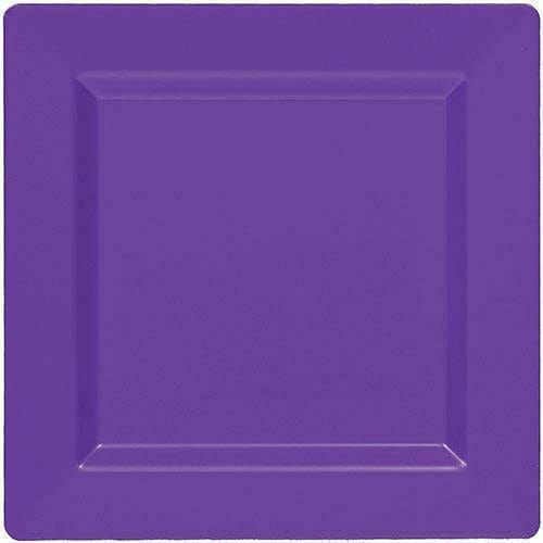 Amscan BASIC Purple Premium Plastic Square Dinner Plates 10ct