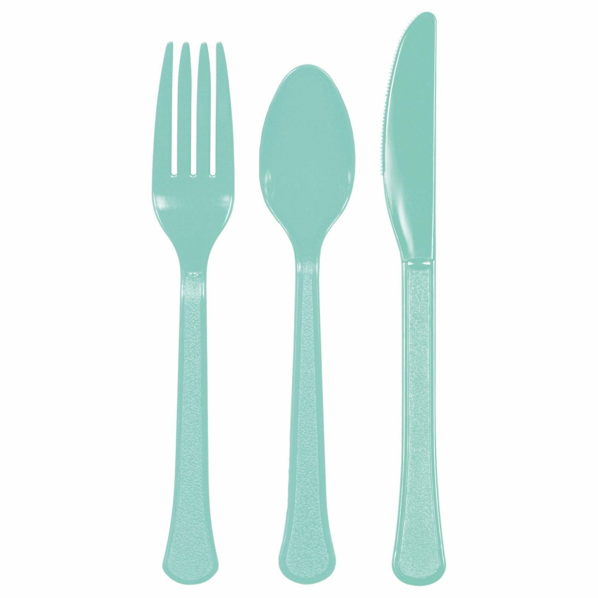 Amscan BASIC Robin's Egg Blue Premium Heavy Weight Assorted Cutlery