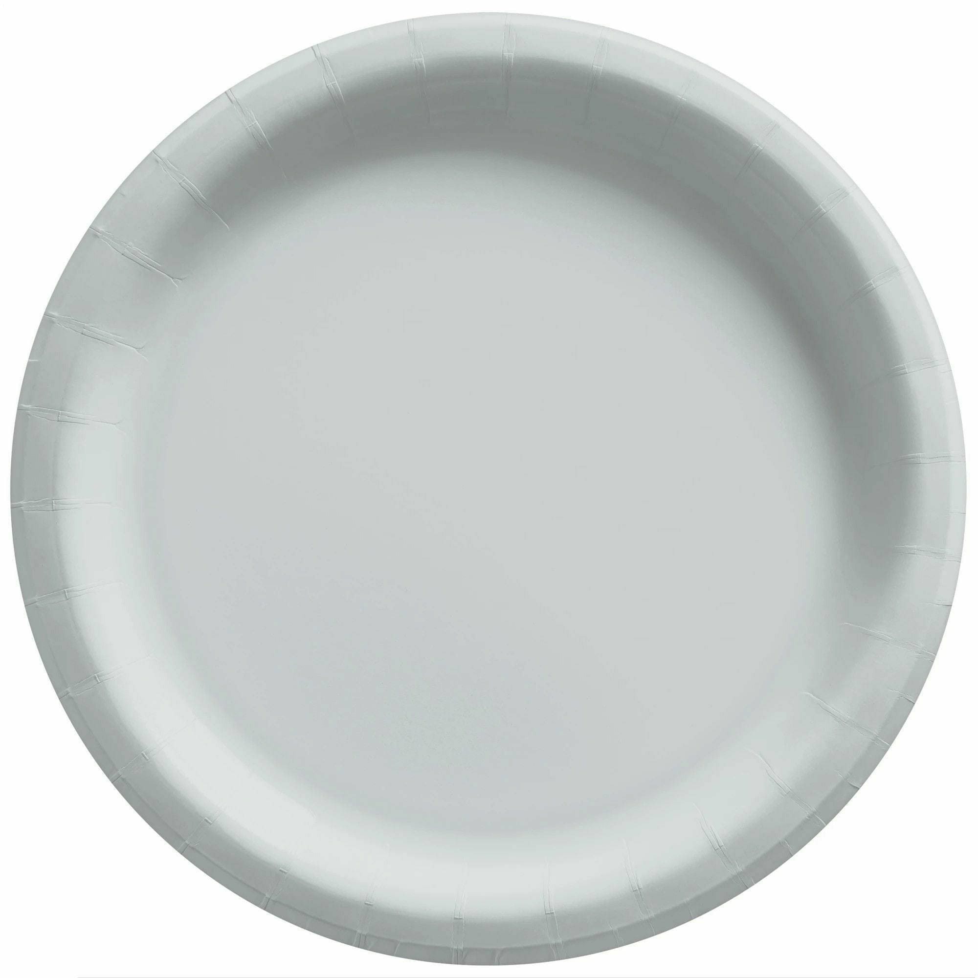 Amscan BASIC Silver - 10" Round Paper Plates, 50 Ct.