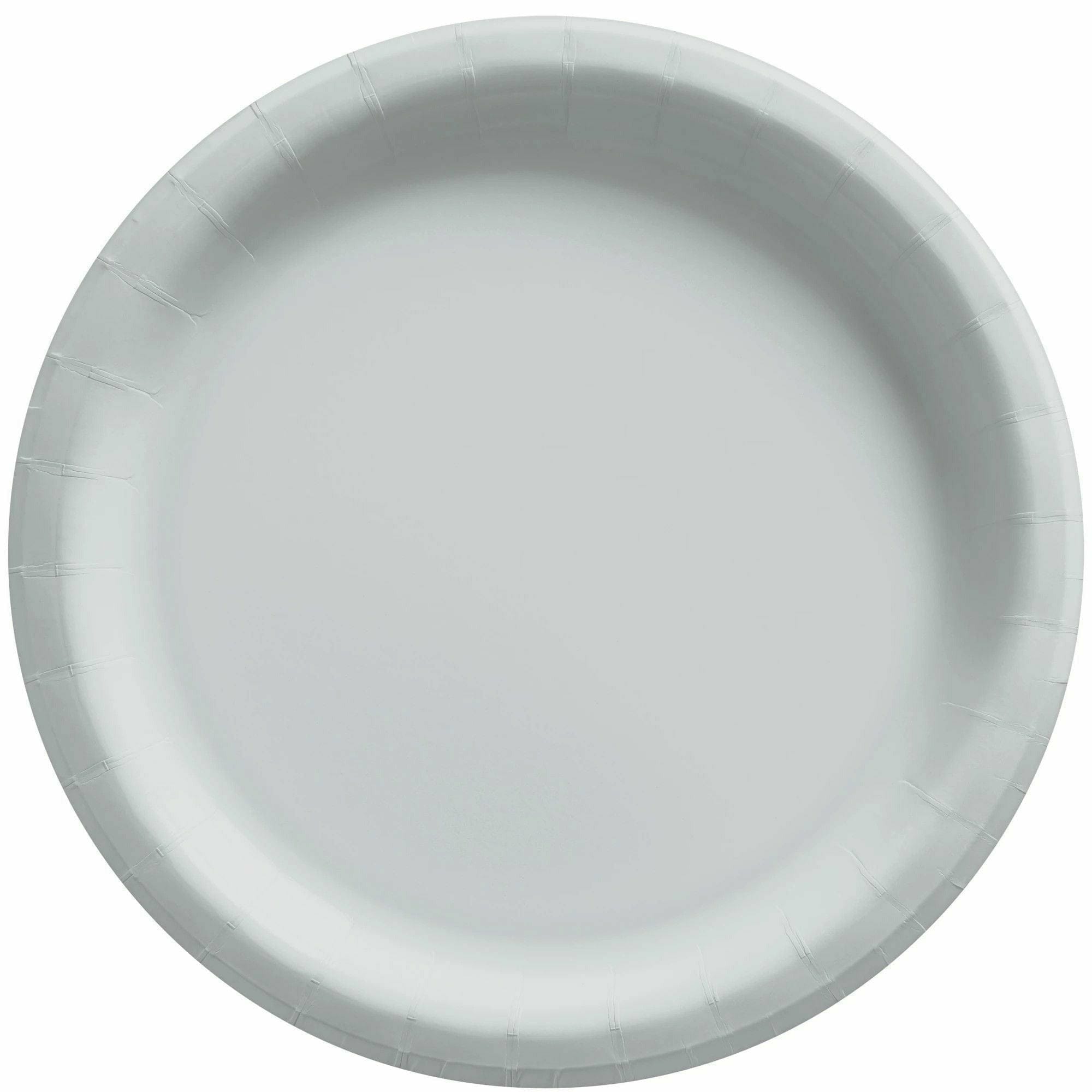 Amscan BASIC Silver - 6 3/4" Round Paper Plates, 50 Ct.
