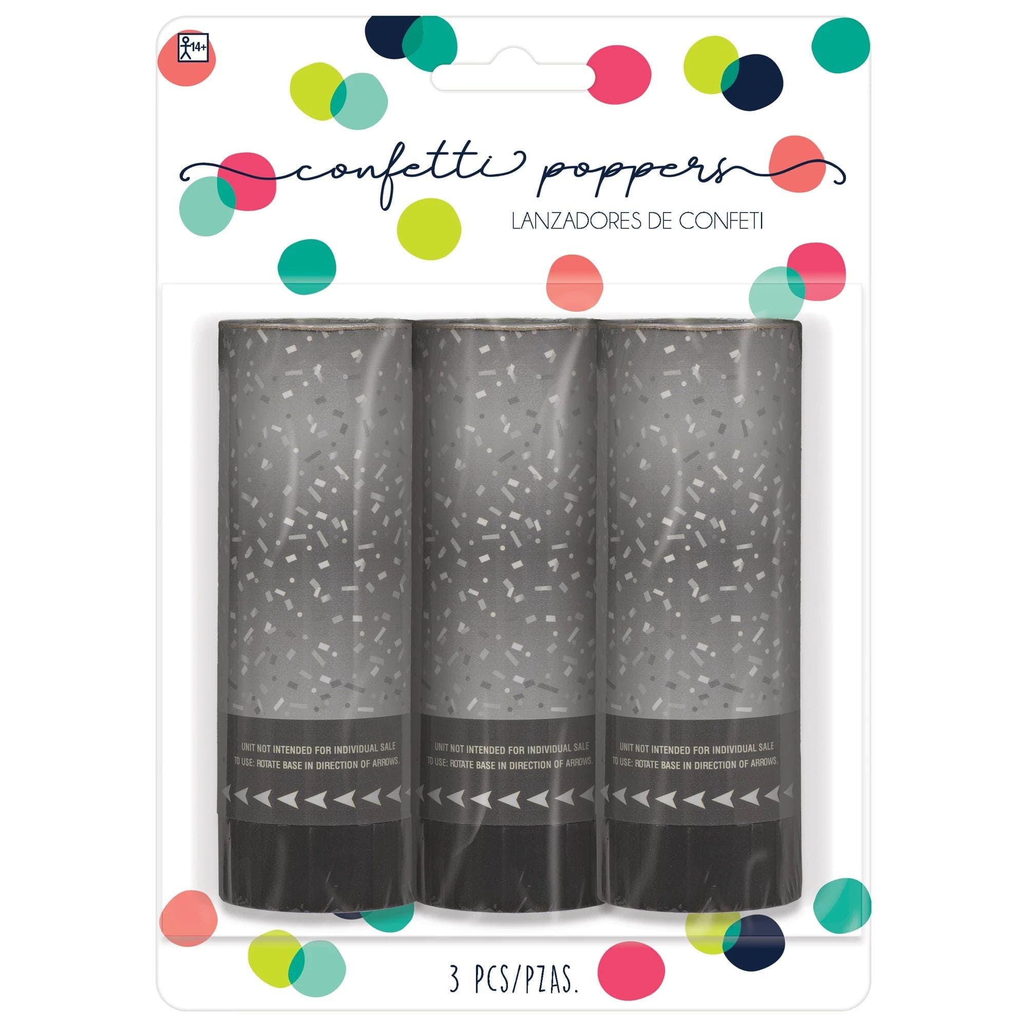 Amscan BASIC Silver Confetti Poppers, 4"
