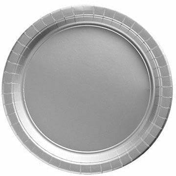 Amscan BASIC Silver Paper Dessert Plates 20ct