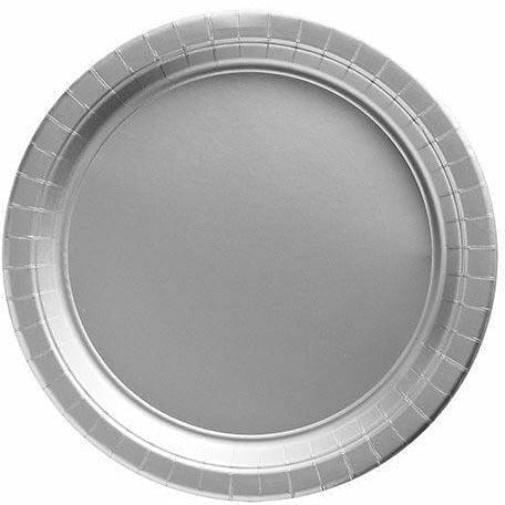 Amscan BASIC Silver Paper Lunch Plates 20ct