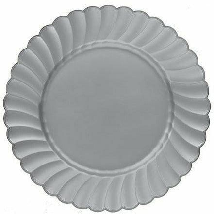 Amscan BASIC Silver Premium Plastic Scalloped Lunch Plates 12ct