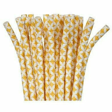 Amscan BASIC Sunshine Yellow Diamond Flexible Paper Straws 24ct